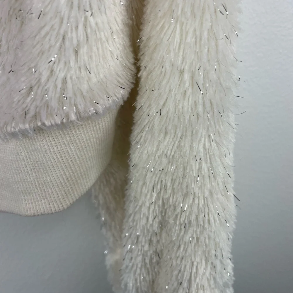 KNITWORKS Girls Kids Cream Glittery Furry Cropped Sweater soo Chic Size 12 - Picture 3 of 3